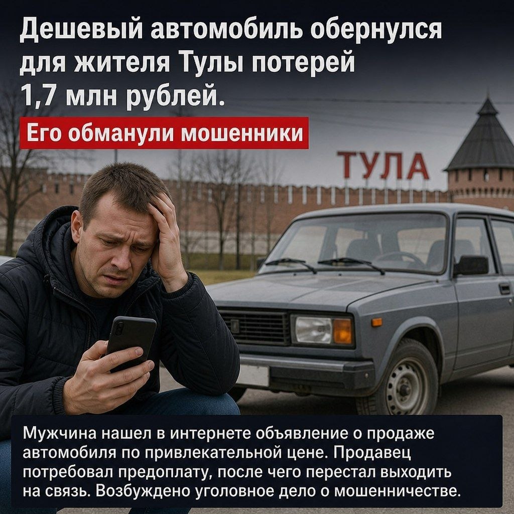 Фотография к публикации «Туляк решил купить автомобиль через мессенджер и потерял 1.7 миллионом рублей»
