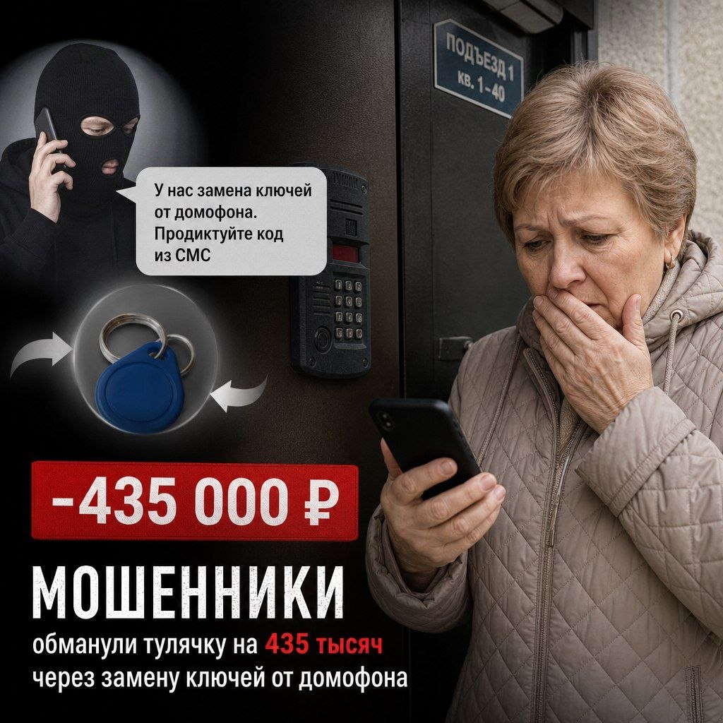 Фотография к публикации «Тулячка потеряла 435 тысяч из-за «замены» ключей от домофона»