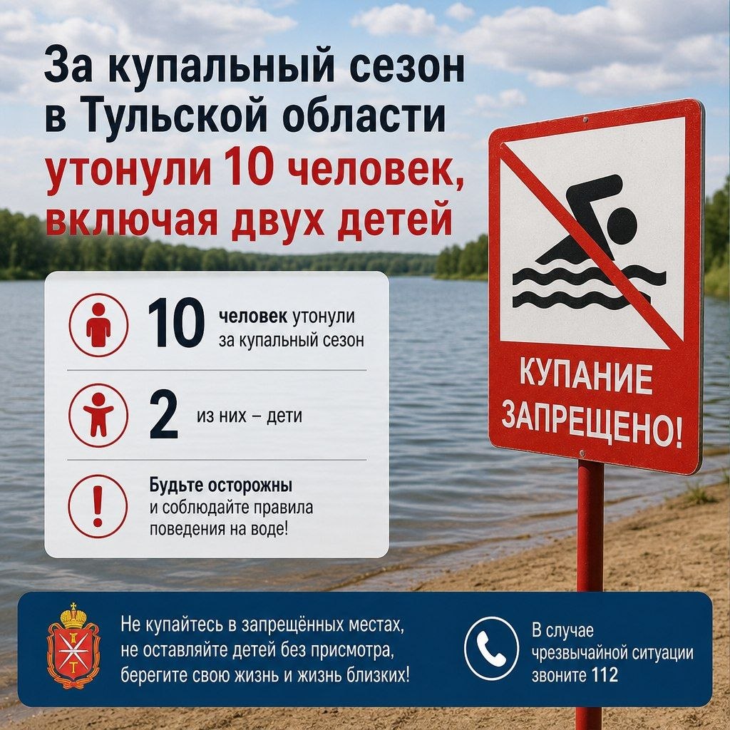 Фотография к публикации «В Тульской области за купальный сезон утонули 10 человек»