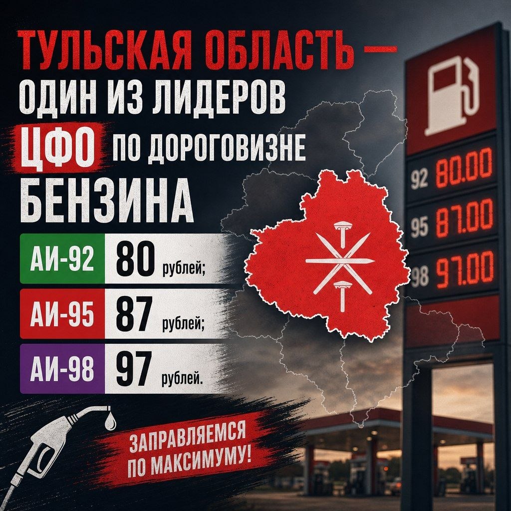 Фотография к публикации «Тульская область вошла в число самых дорогих регионов ЦФО по бензину»